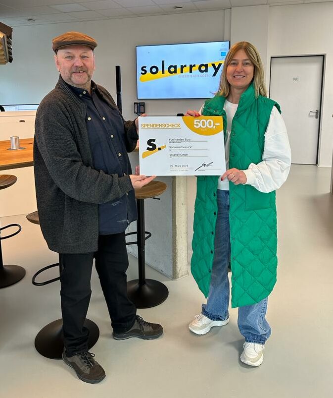 Spendenübergabe solarray Sonnenschein e.V.